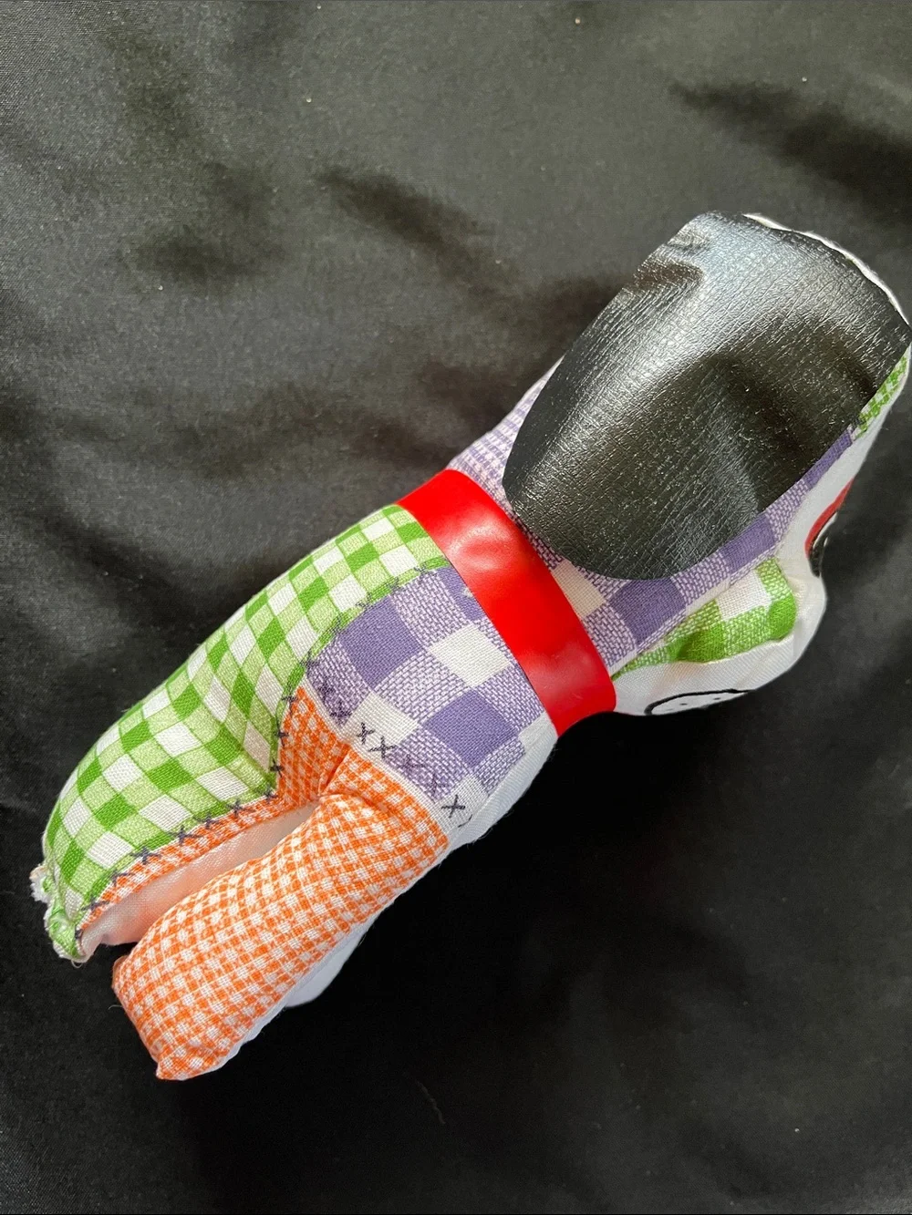 Vtg Carnival Prize Plaid Floppy Ear Stuffed Dog Kitchy 60s 70s Made Taiwan 8”